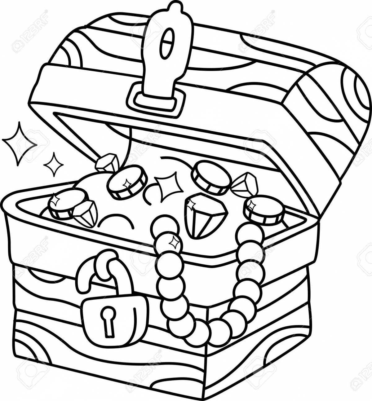 Dazzling treasure chest coloring page