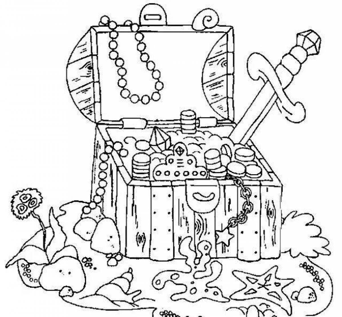 Attractive treasure chest coloring page