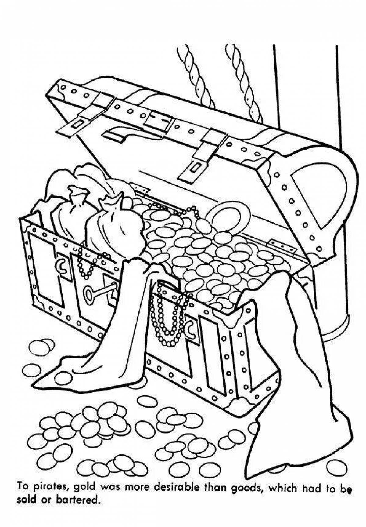 Adorable Treasure Chest Coloring Page