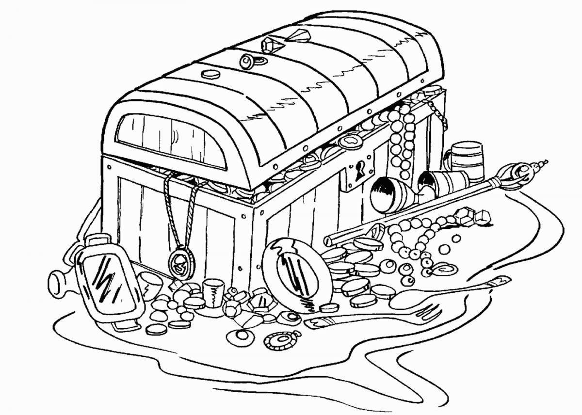 Exquisite treasure chest coloring page