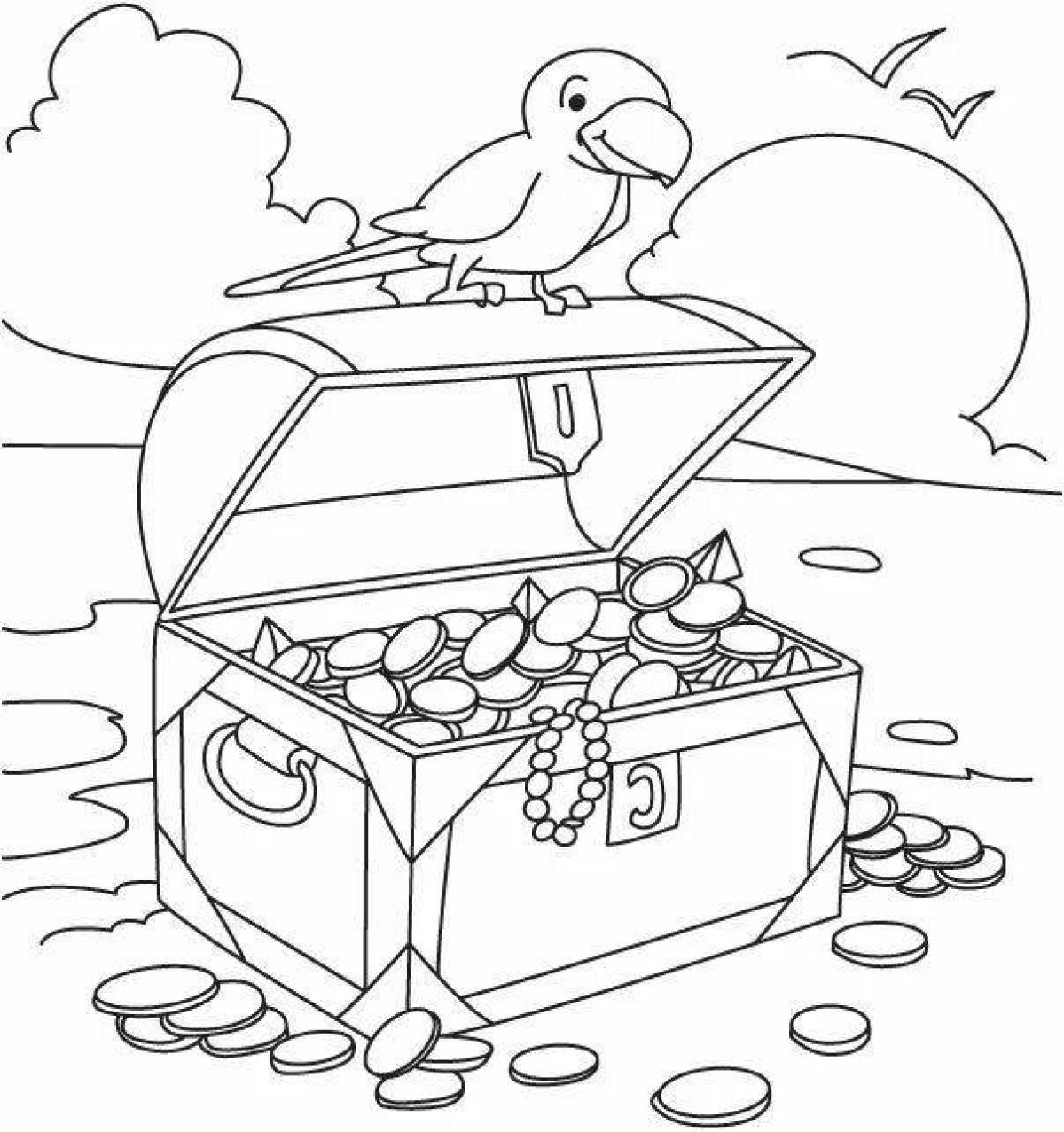 Gorgeous treasure chest coloring page