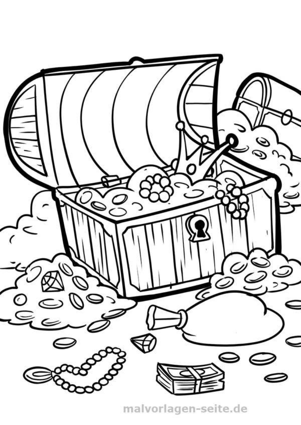Decorated treasure chest coloring page