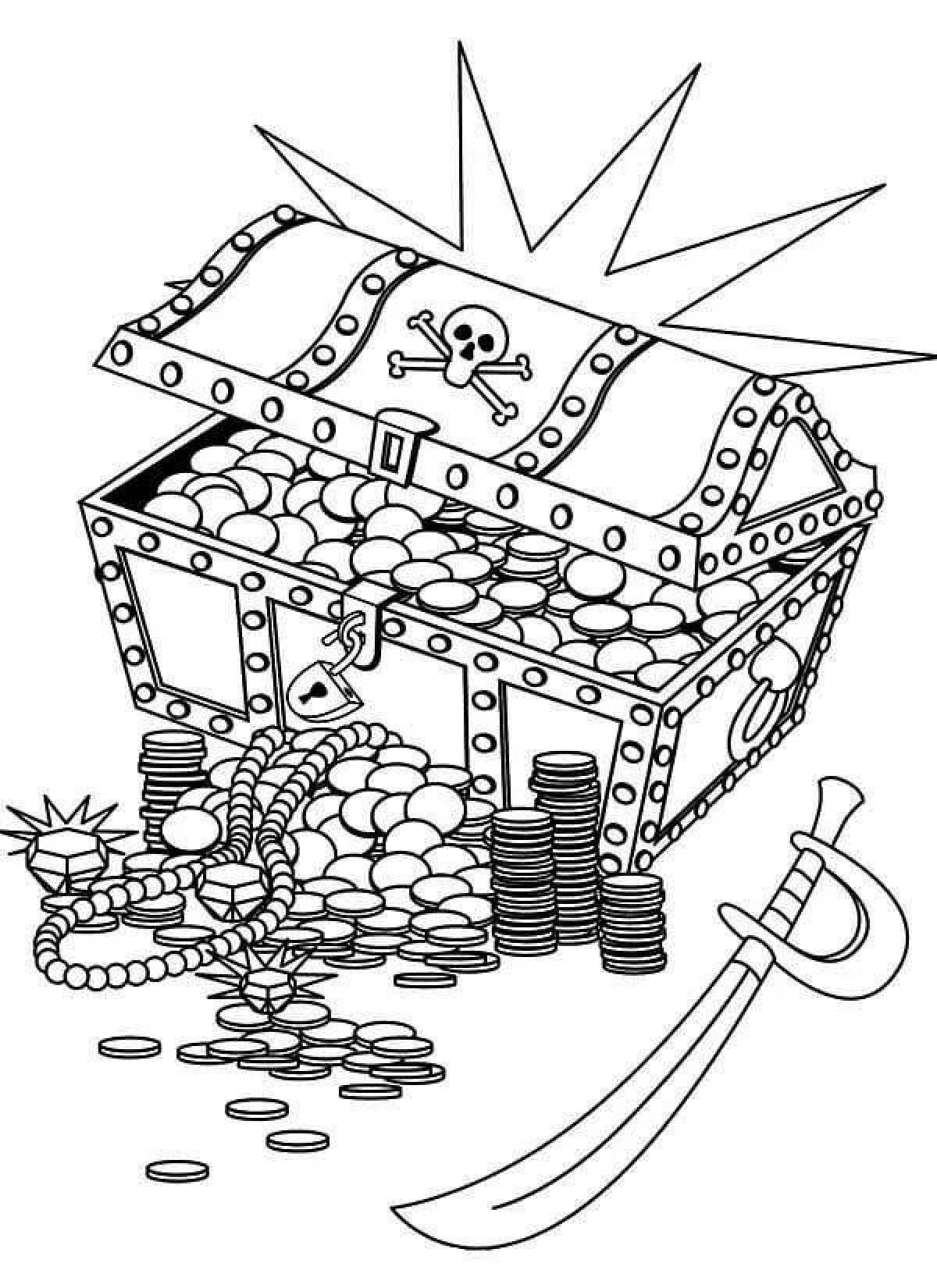 Intricate Treasure Chest Coloring Page