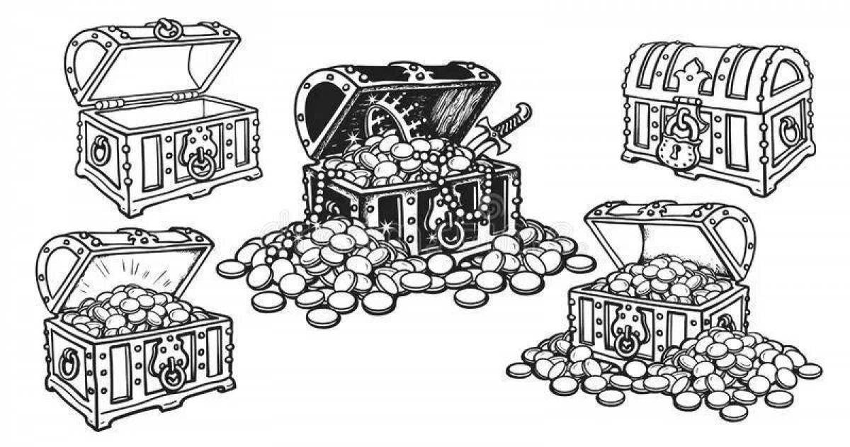 Detailed Treasure Chest Coloring Page