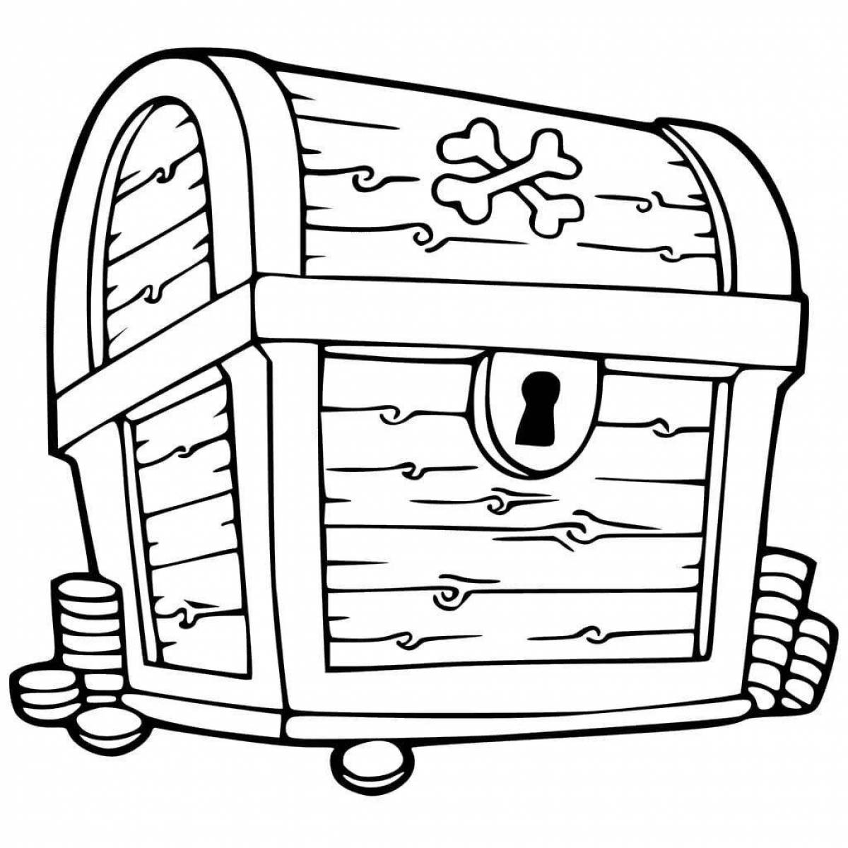 Rampant treasure chest coloring page