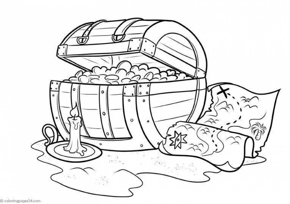 Playful Treasure Chest Coloring Page