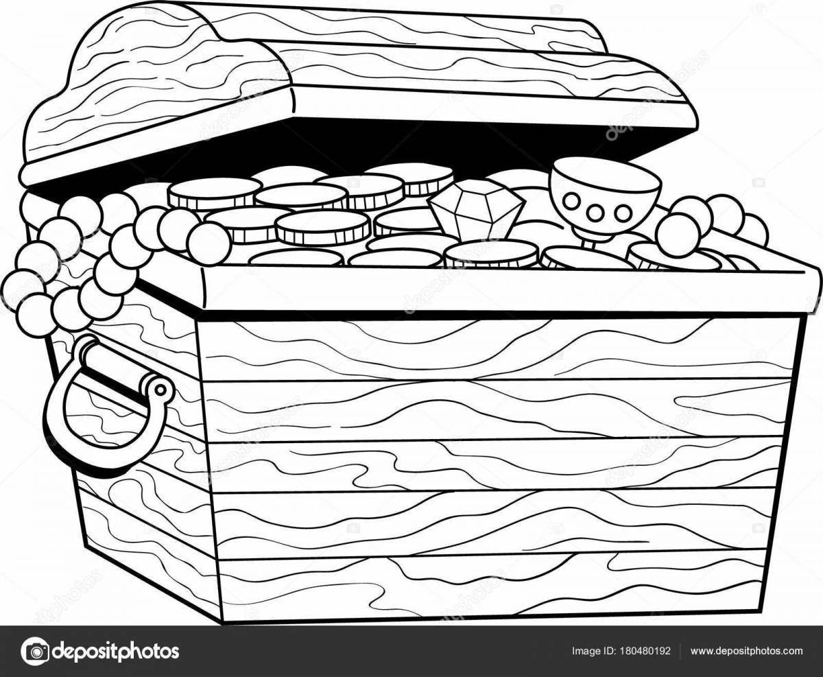 Exciting treasure chest coloring book