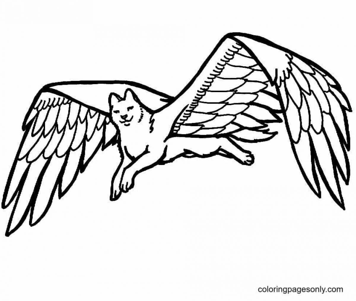 Deluxe coloring wolf with wings