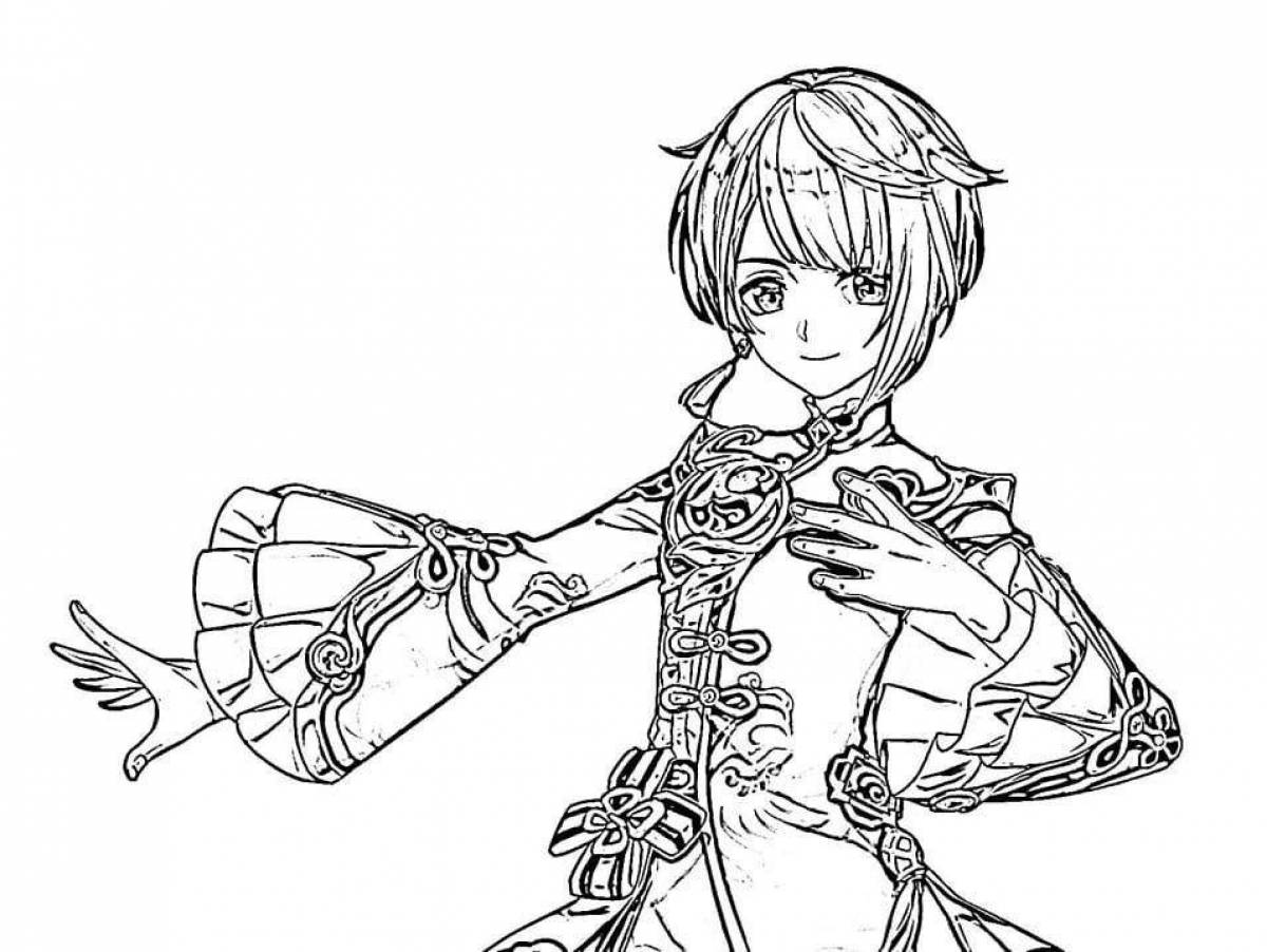 Photo Playful genshin impact character coloring page