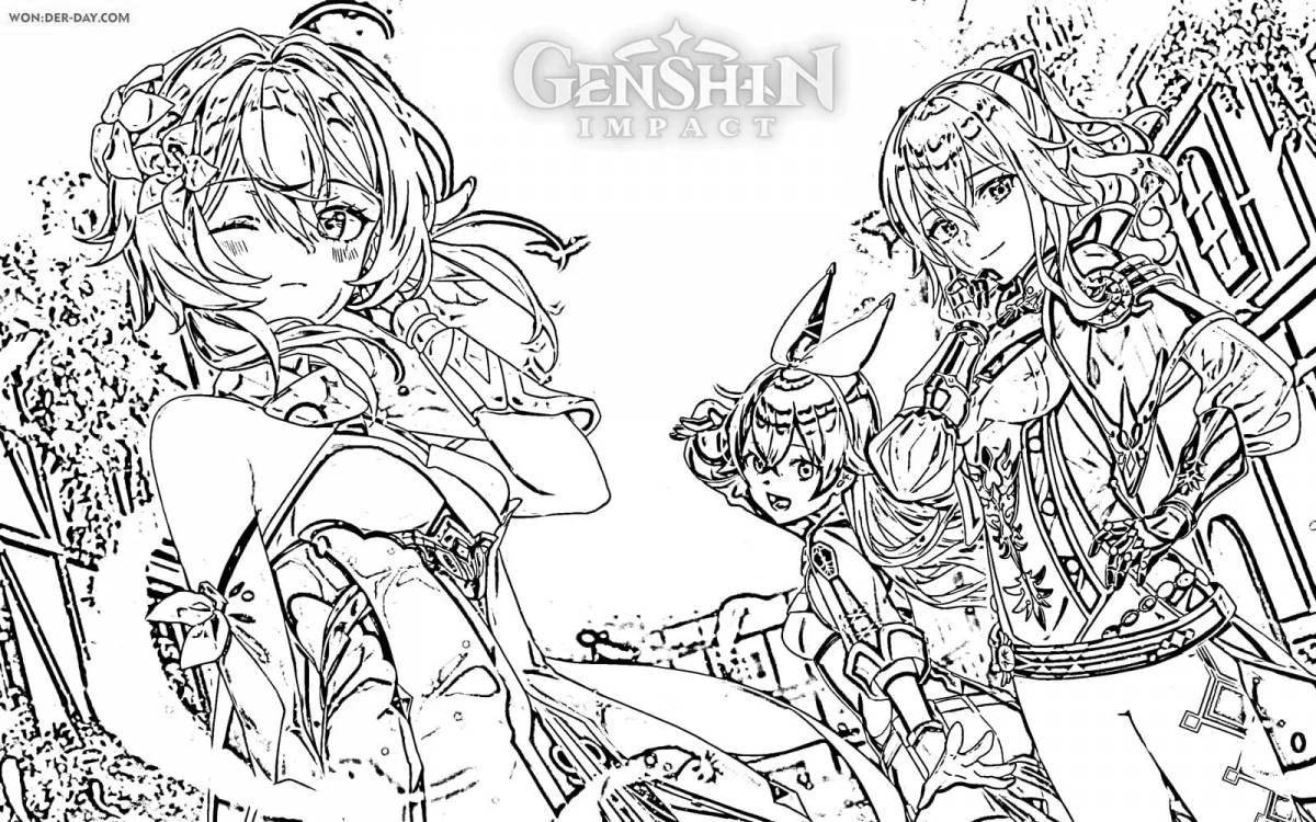 Genshin impact graceful characters coloring page