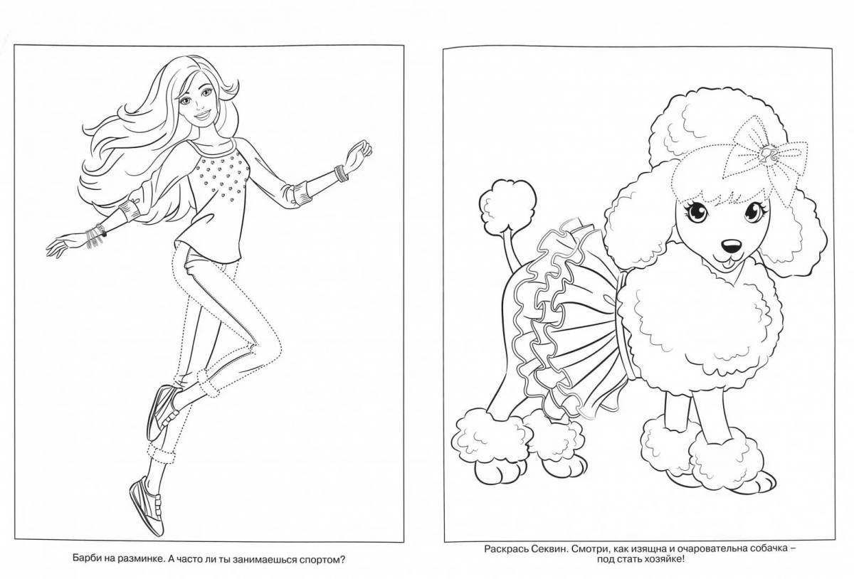 Adorable Barbie dog coloring book