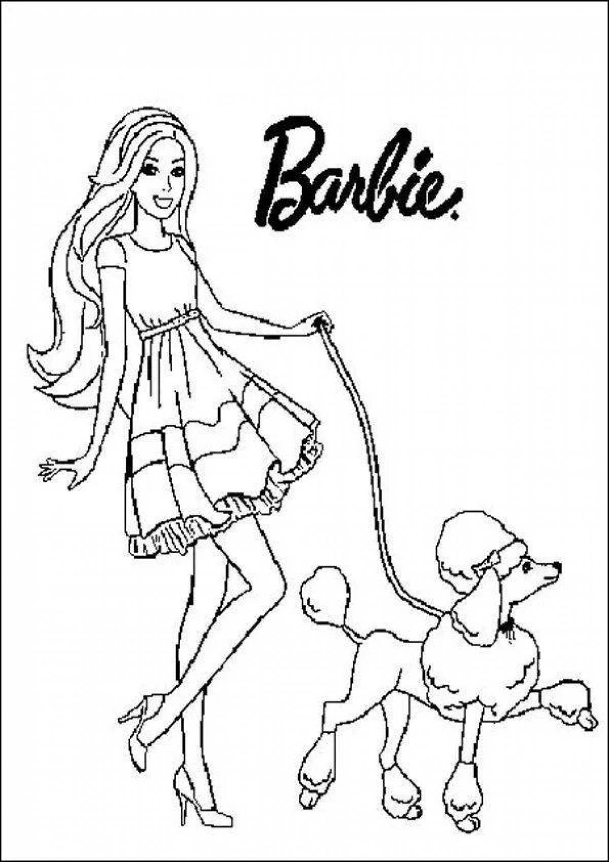 Fun coloring barbie with a dog
