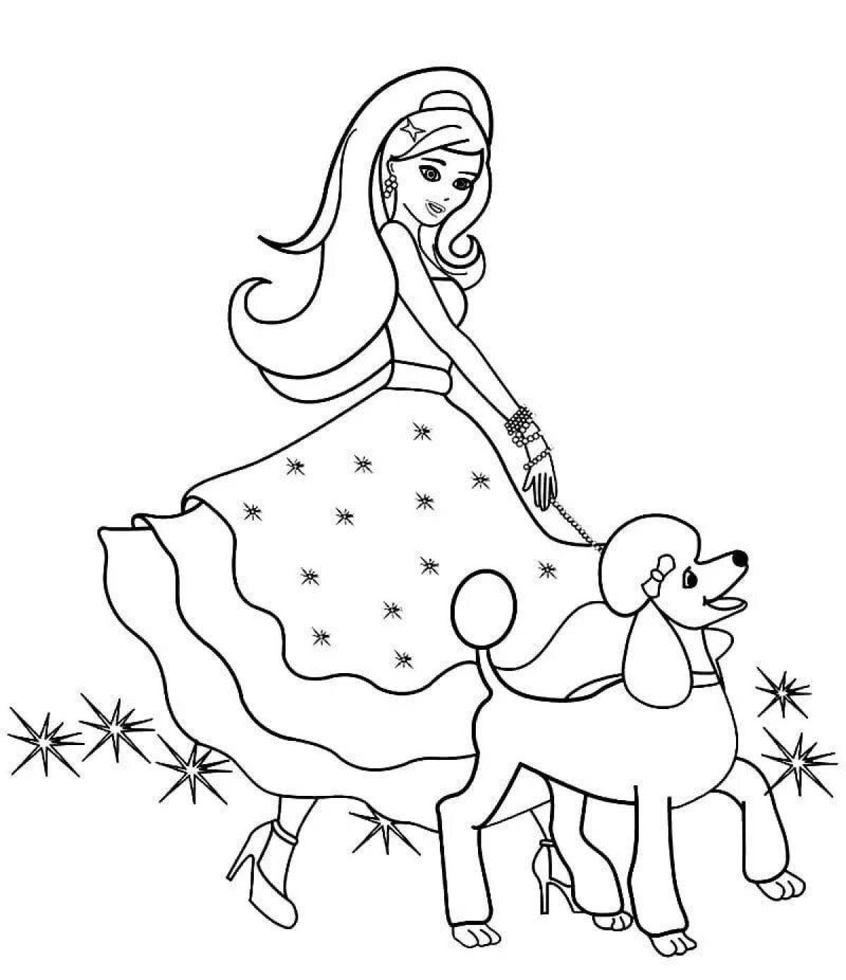 Blissful Barbie Dog Coloring