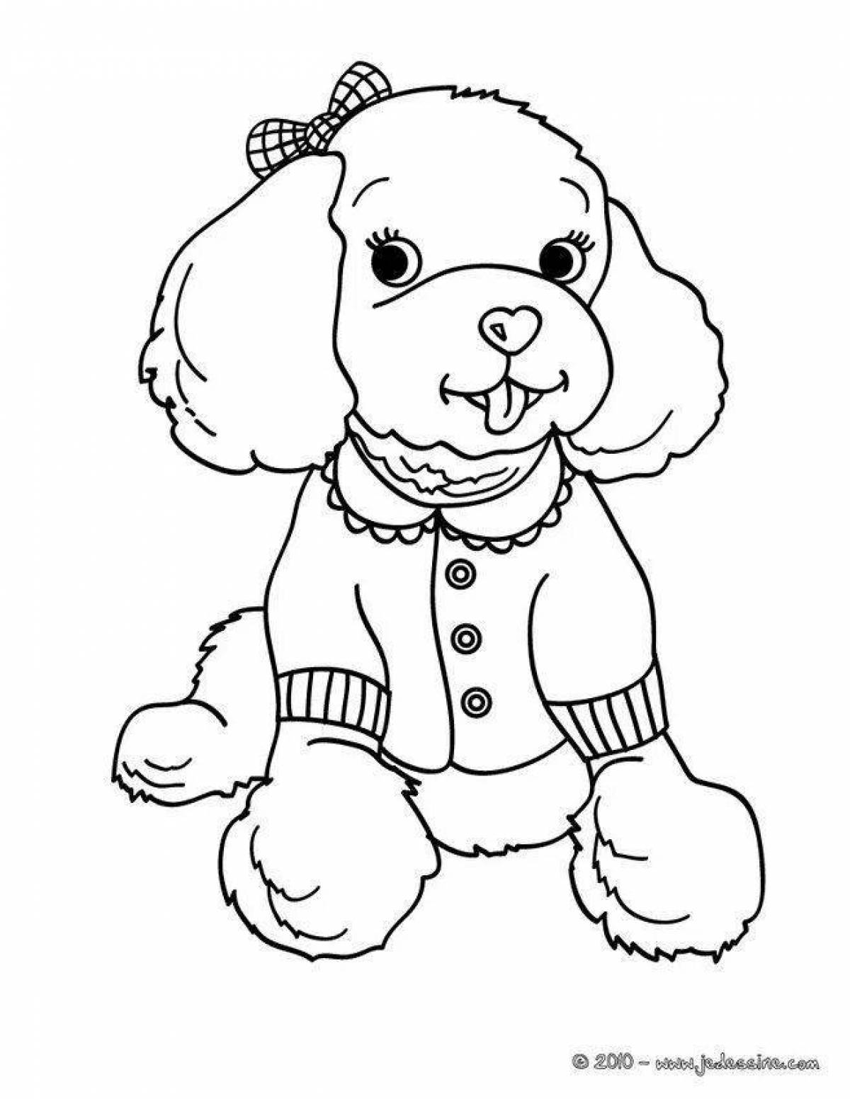 Fancy coloring dog with clothes