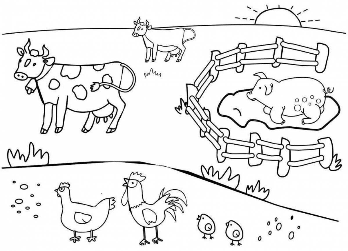 Раскраска домашние животные на ферме