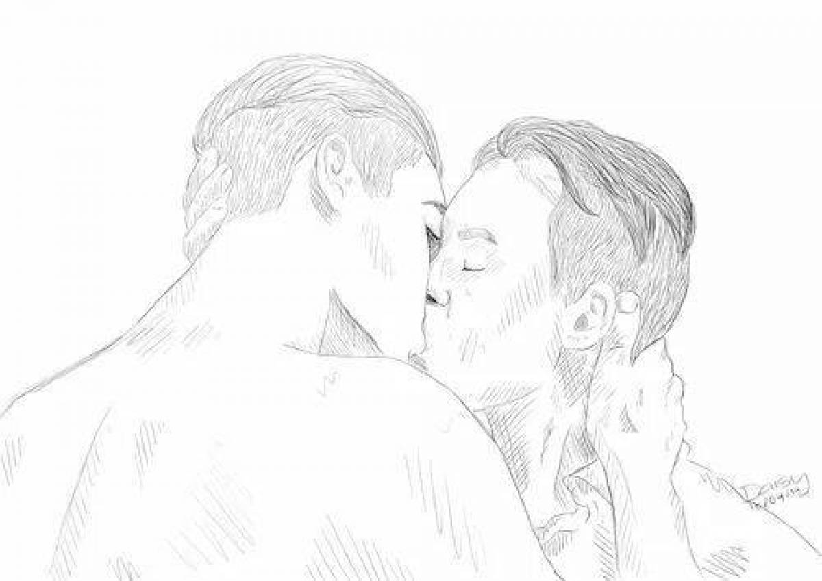 Bi kissing. Йен Галлагер арт. Бесстыжие йен и Микки арт. Йен Галлагер карандашом. Галлавич арт 18.