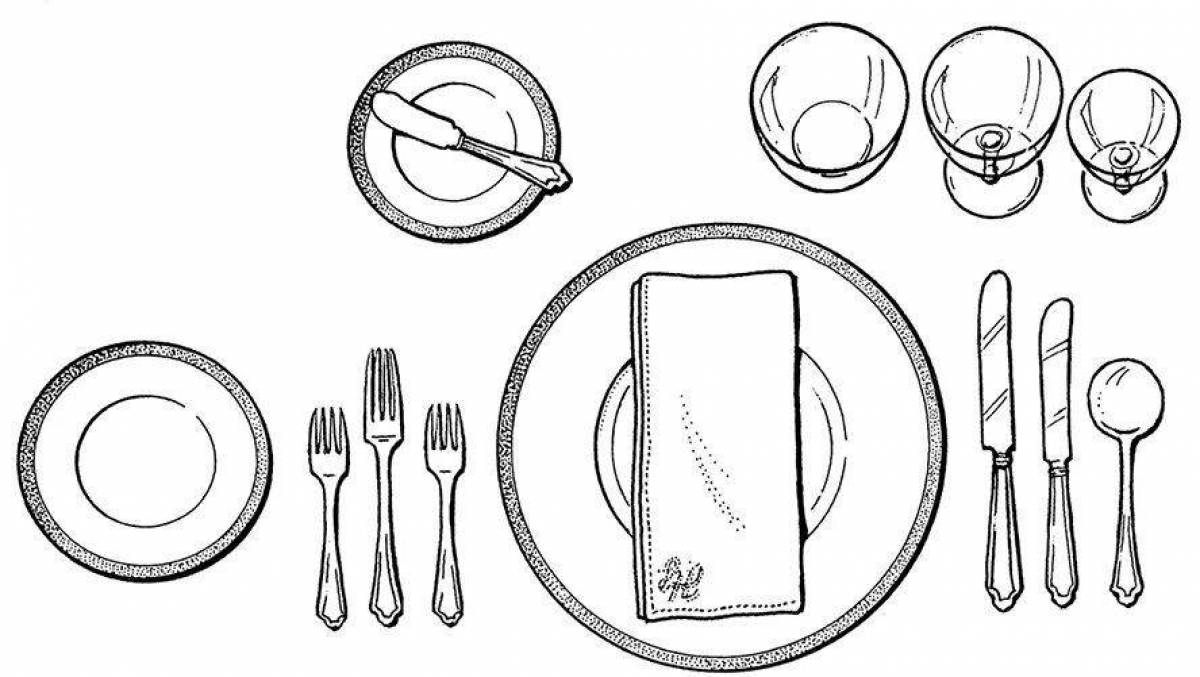 Столовые приборы рисунок для детей