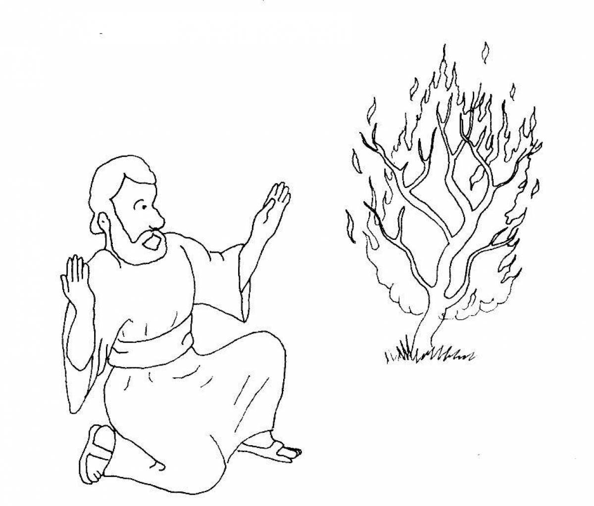 Моисей и горящий куст раскраска