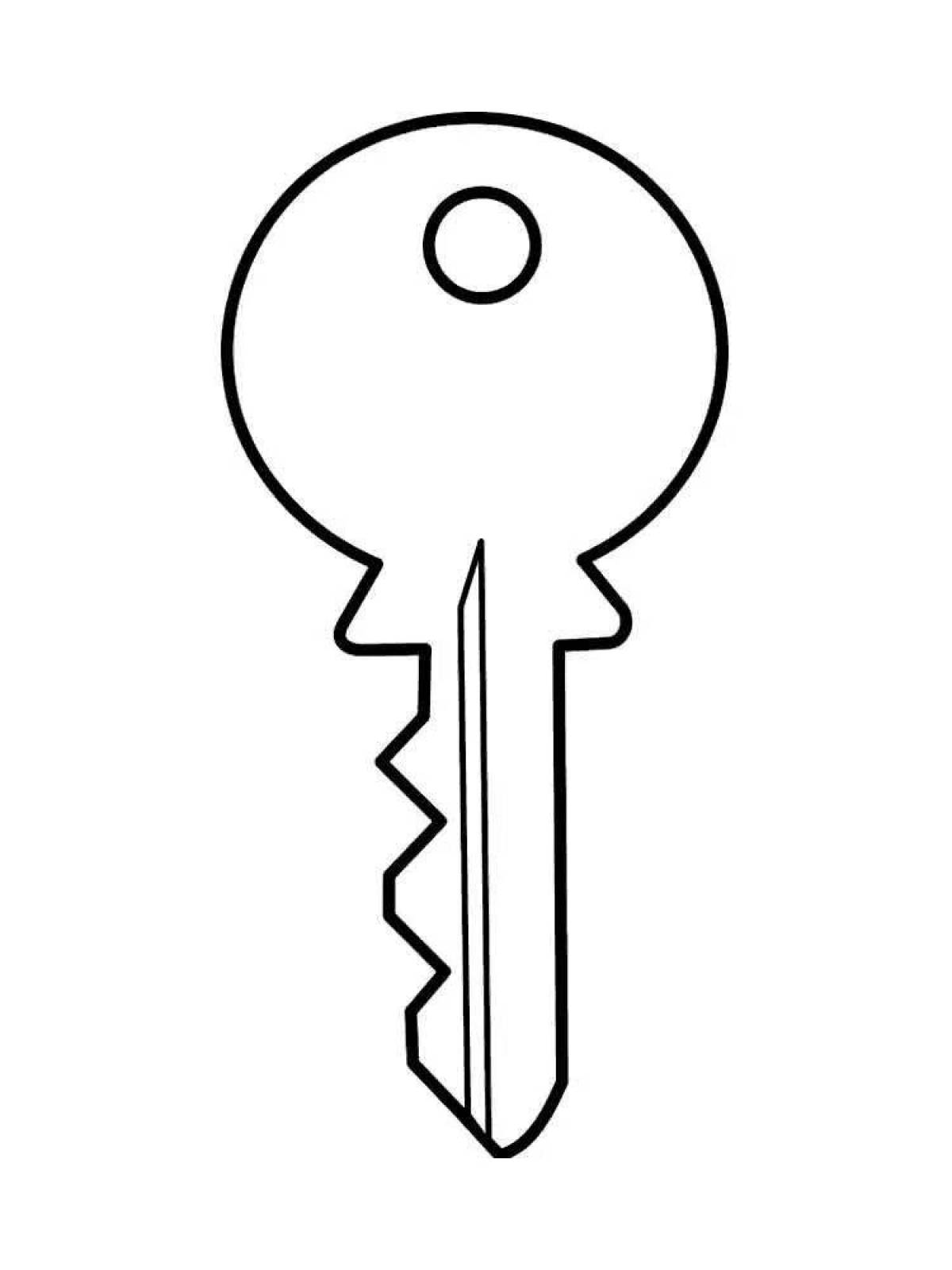 Coloring page of keys with color splashes for kids