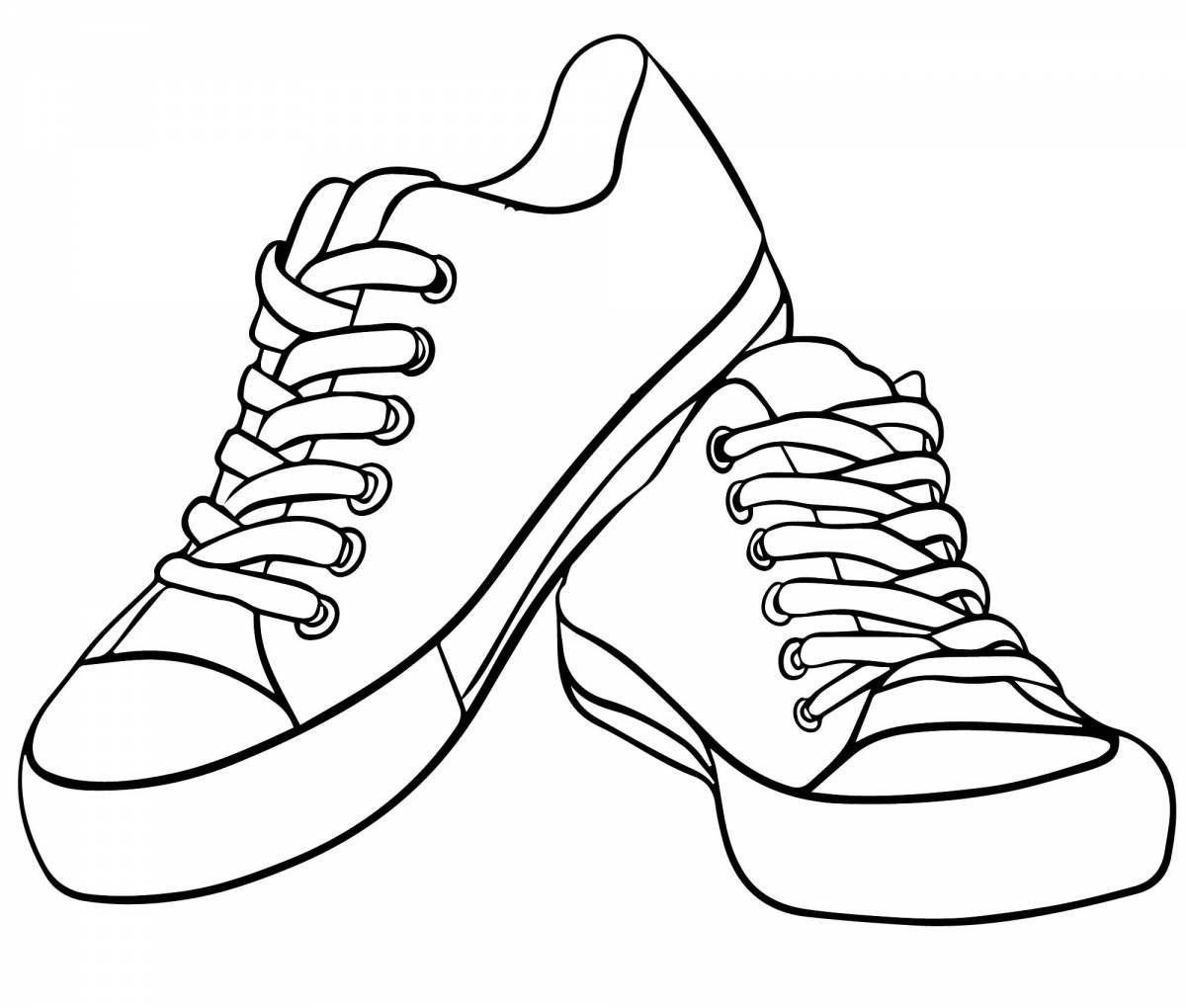 Coloring page glowing sneakers for preschoolers