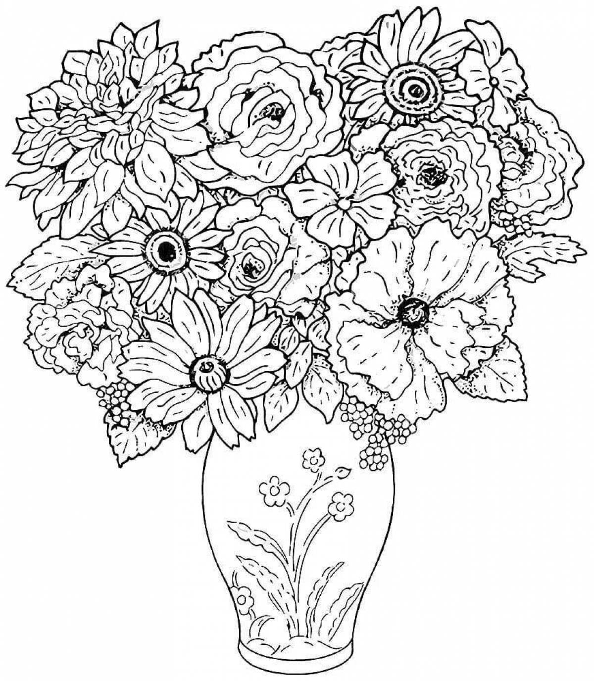 Dazzling coloring beautiful large bouquets of flowers