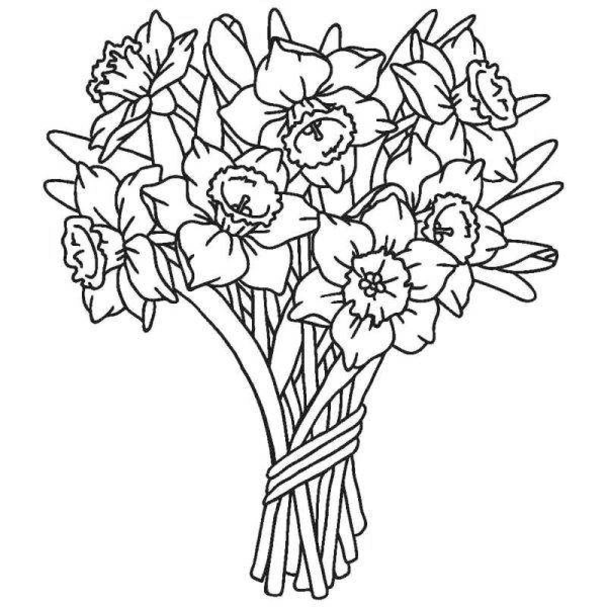 Blooming coloring page beautiful big bouquets of flowers