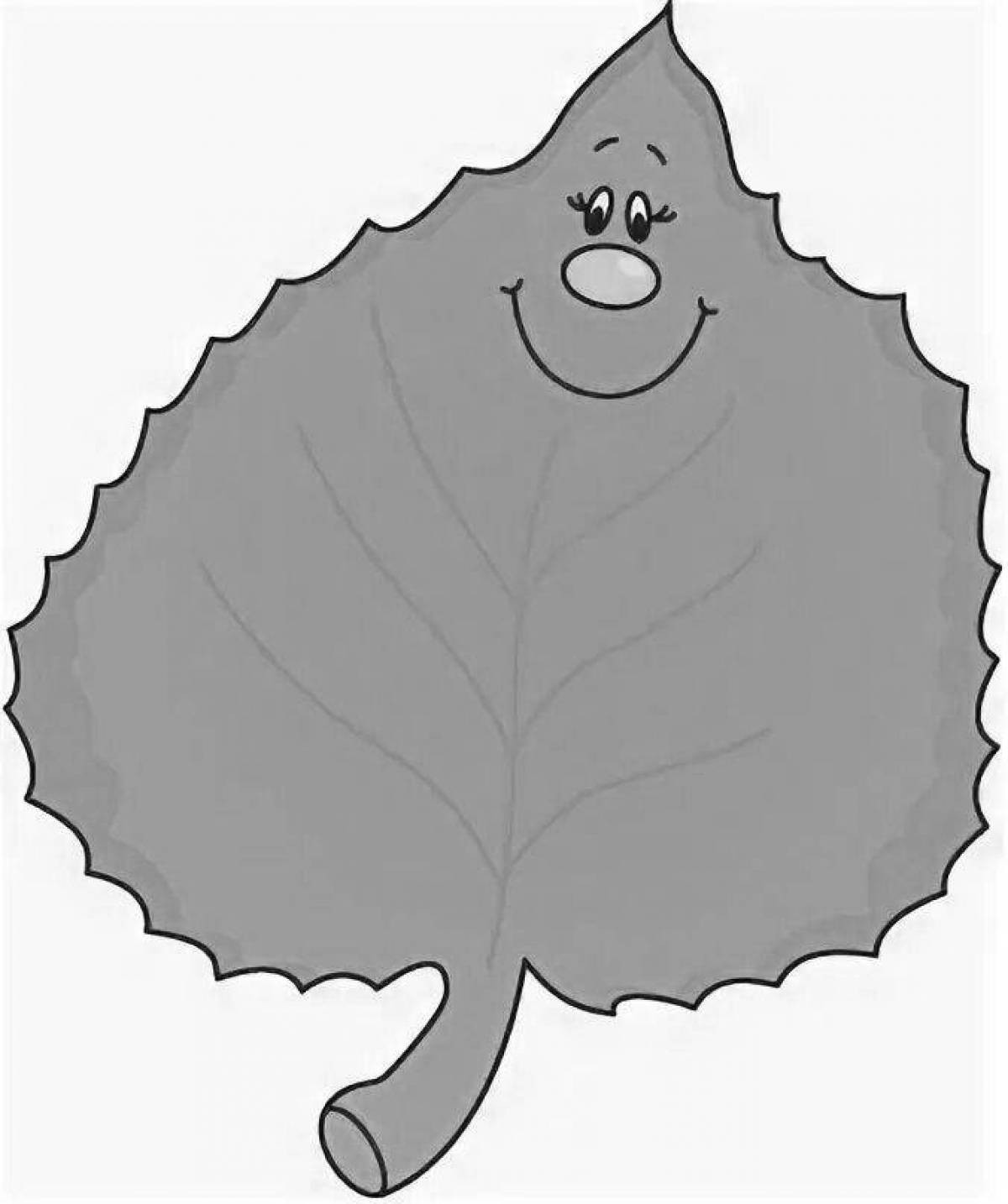 Adorable autumn leaf coloring with smiley pattern