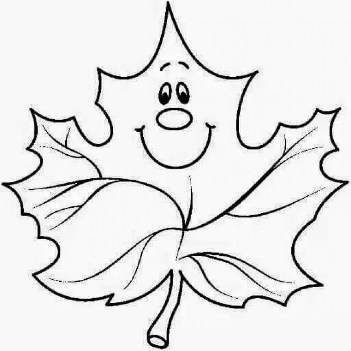 Beautiful coloring page autumn leaf pattern emoticon