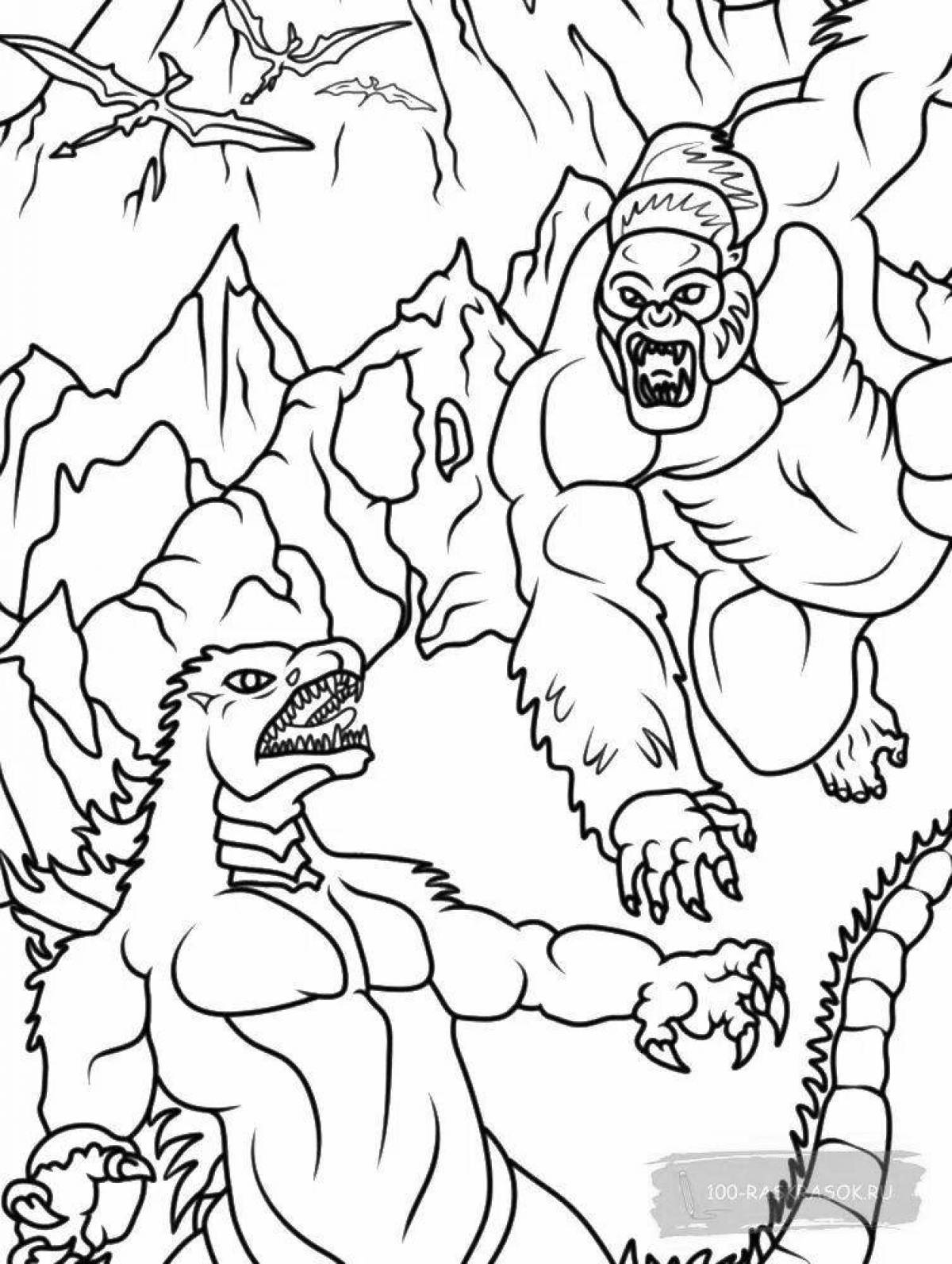 King Kong and Godzilla Ferocious Coloring Page