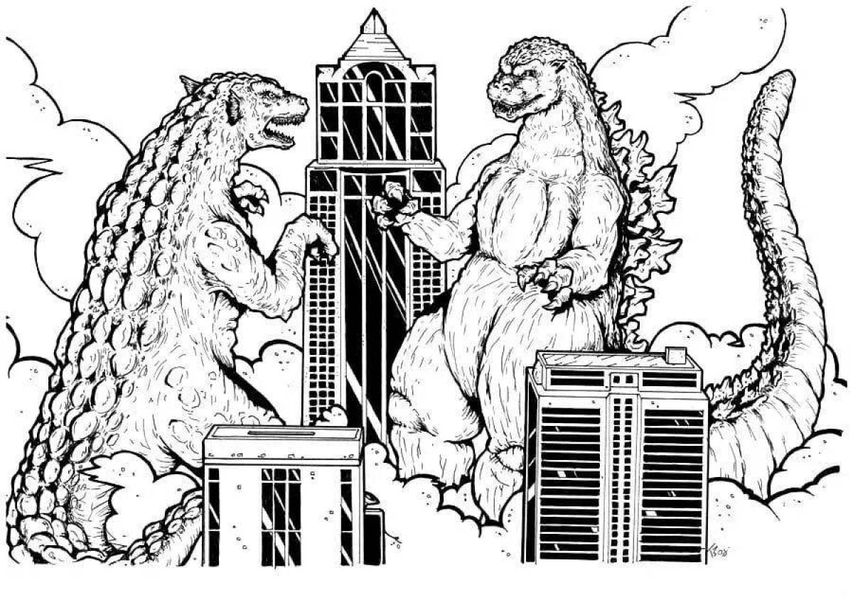 The menacing coloring of King Kong and Godzilla