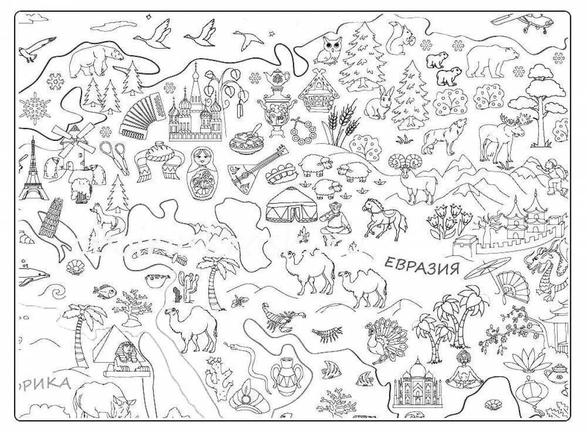 Fantastic map of Russia with animals
