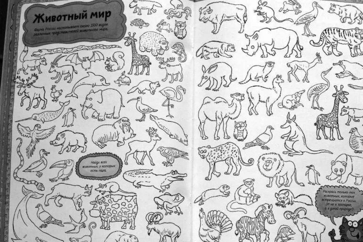 Funny map of Russia with animals