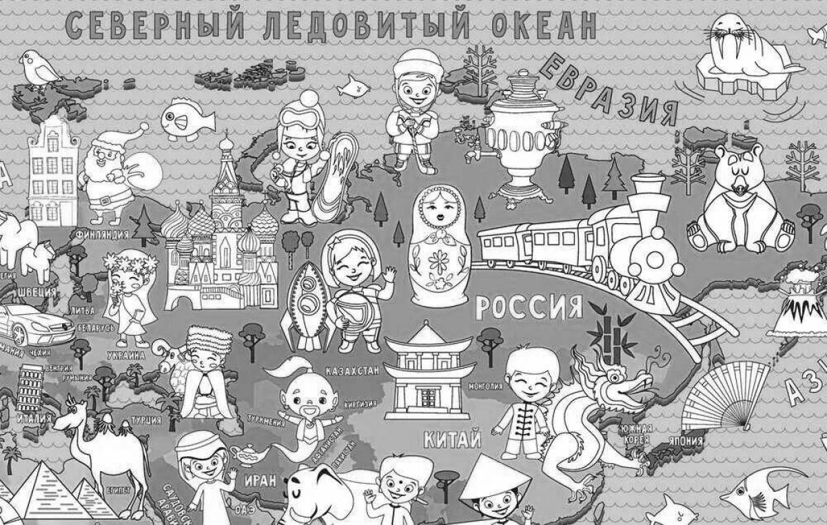 Animated map of Russia with animals