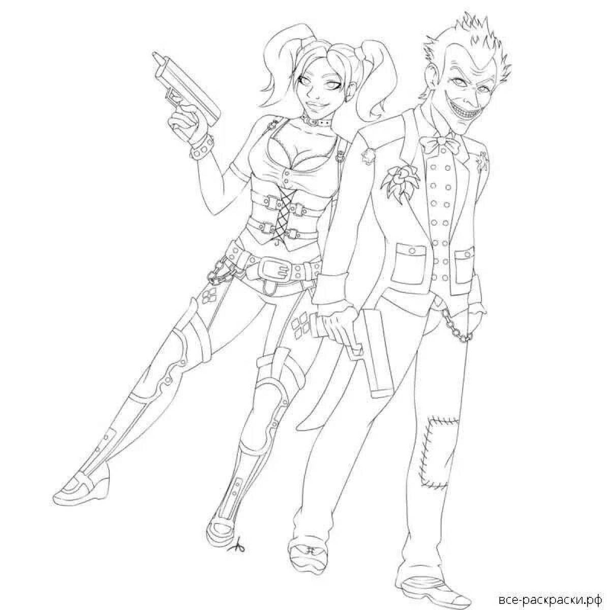Coloring book amazing joker and harley quinn