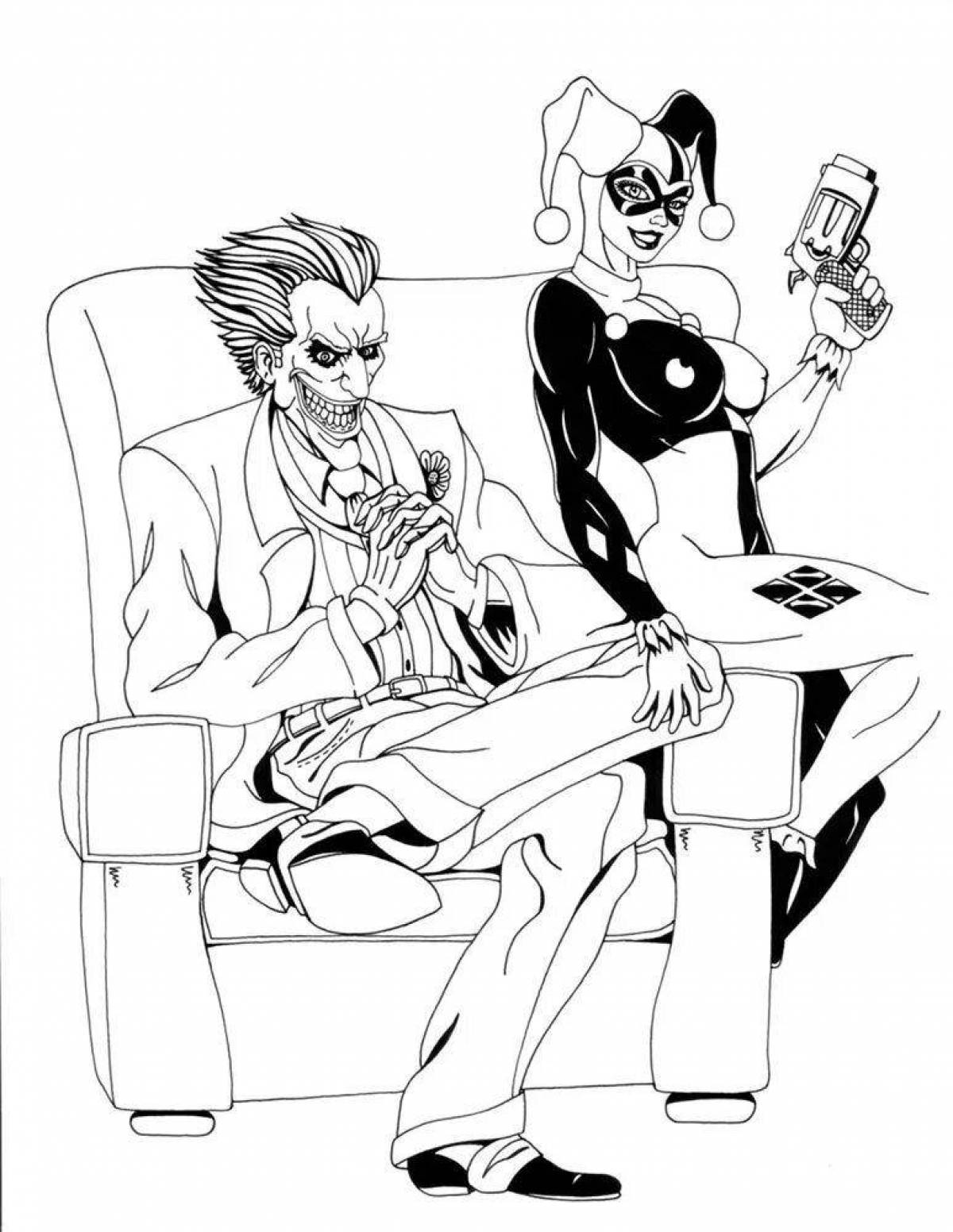 Coloring book gorgeous joker and harley quinn