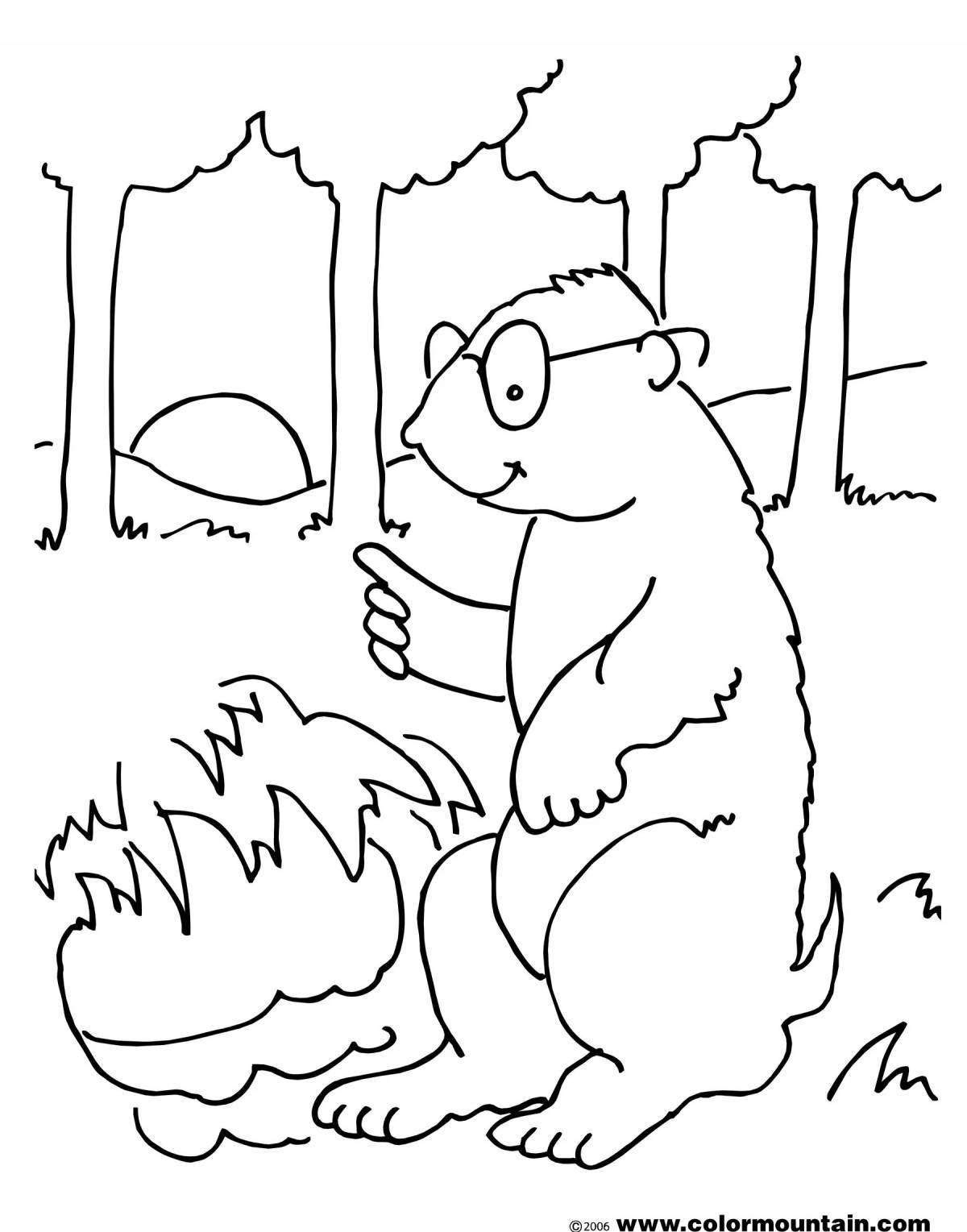 Coloring book cheerful marmot