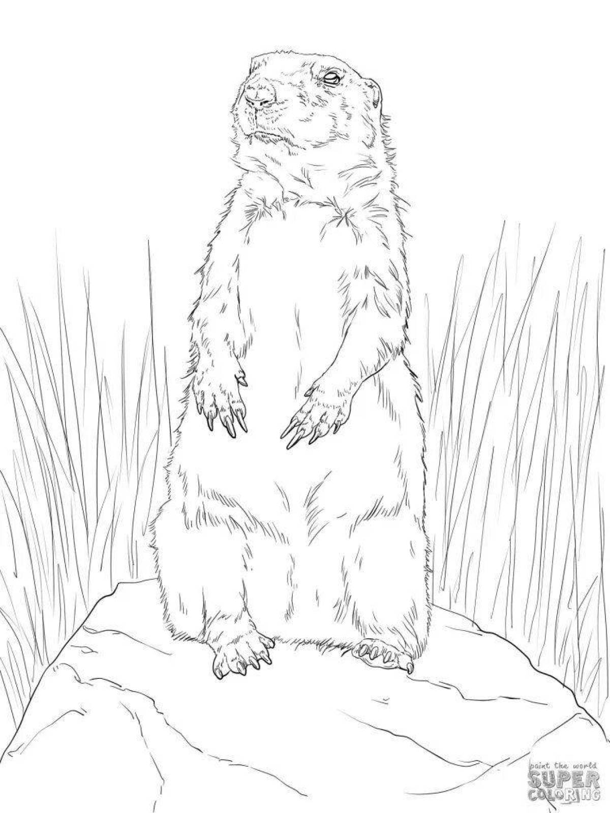 Adorable Groundhog Coloring Page