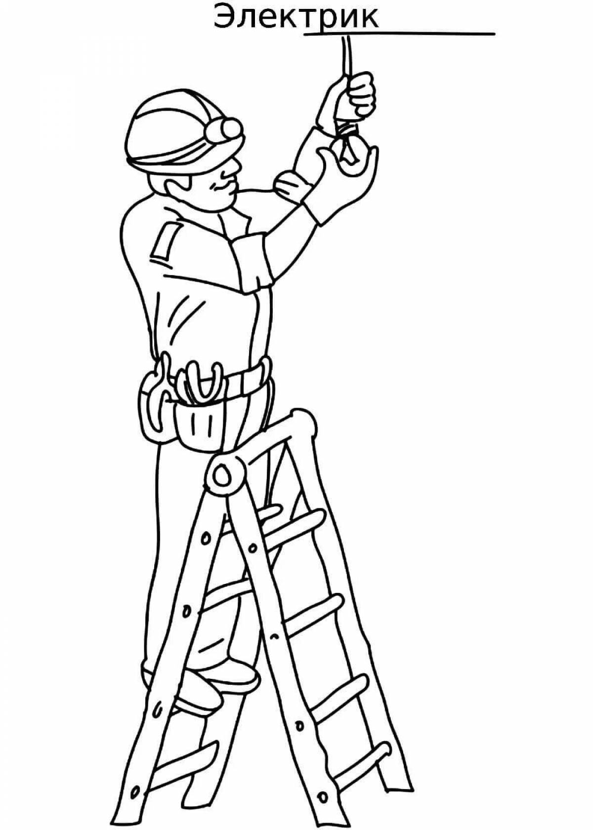 Bright electrician coloring page