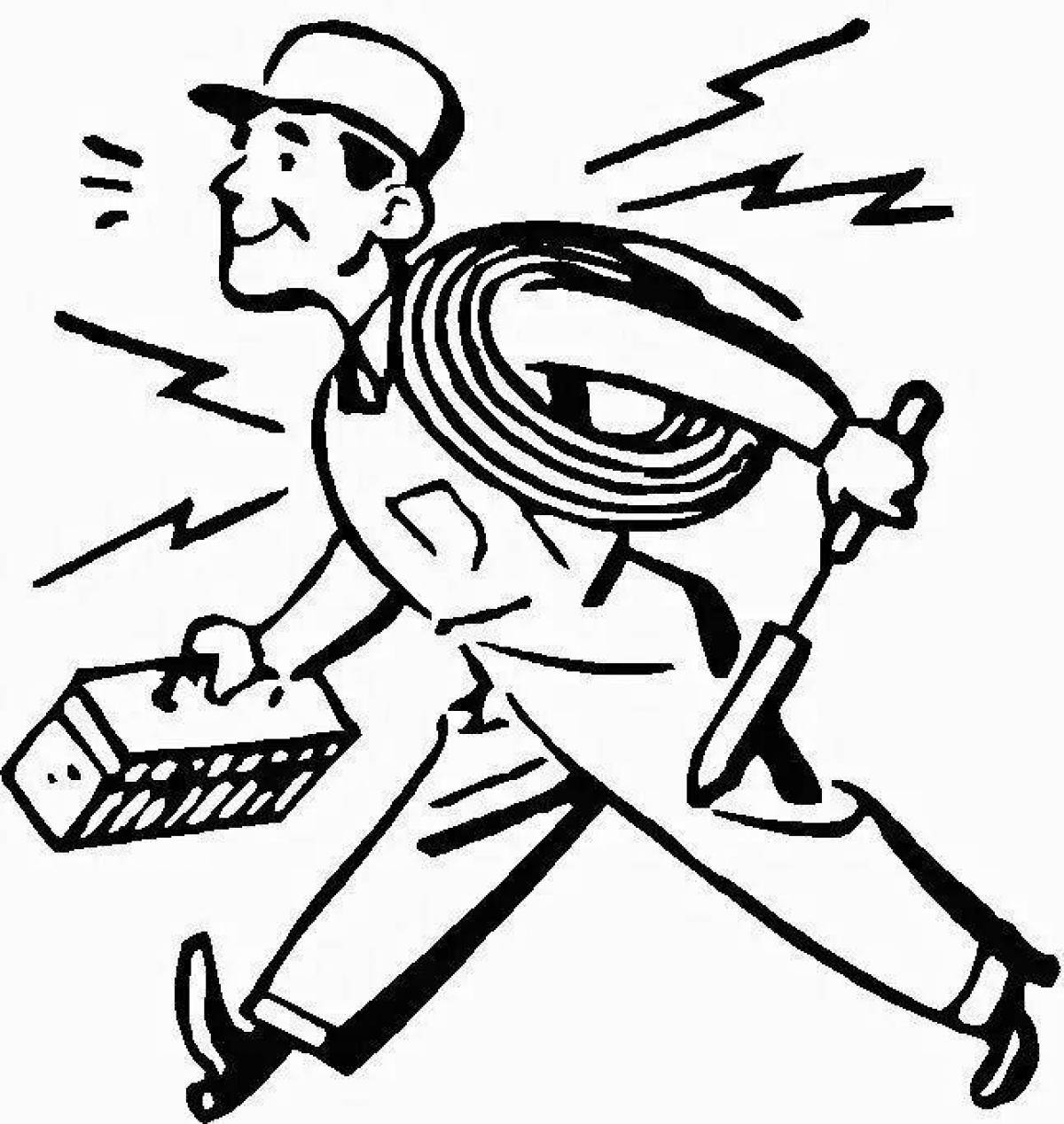 Раскраска Раскраска радостный электрик