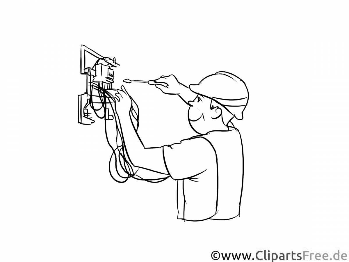 Coloring book playful electrician