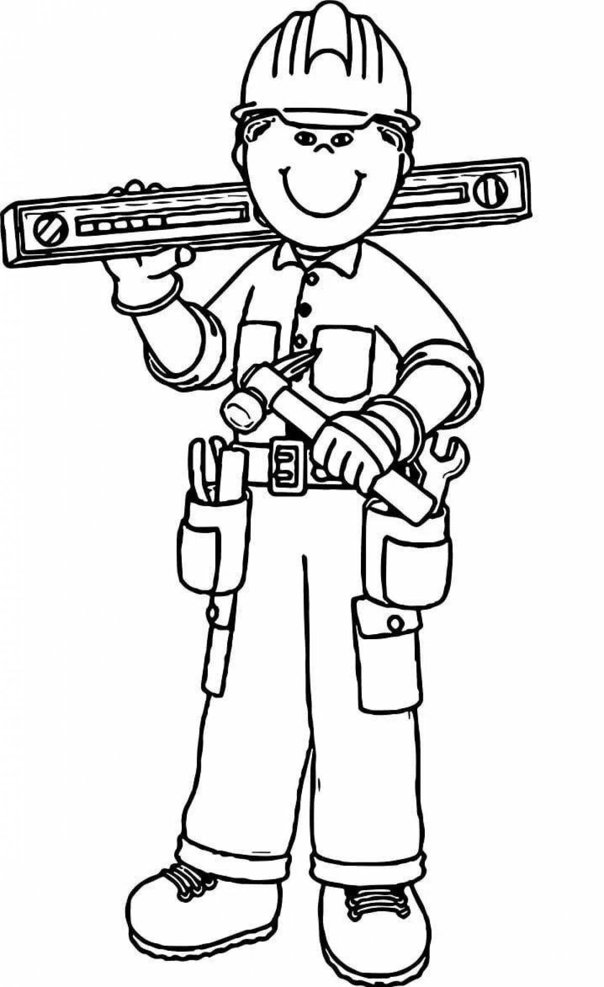 Detailed electrician coloring