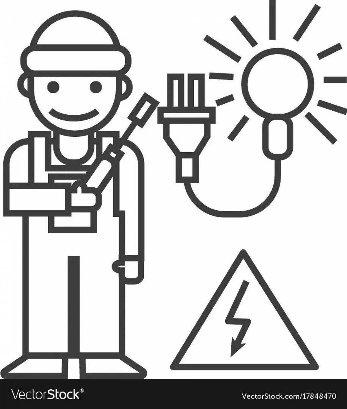 Electrician Playful Coloring Page