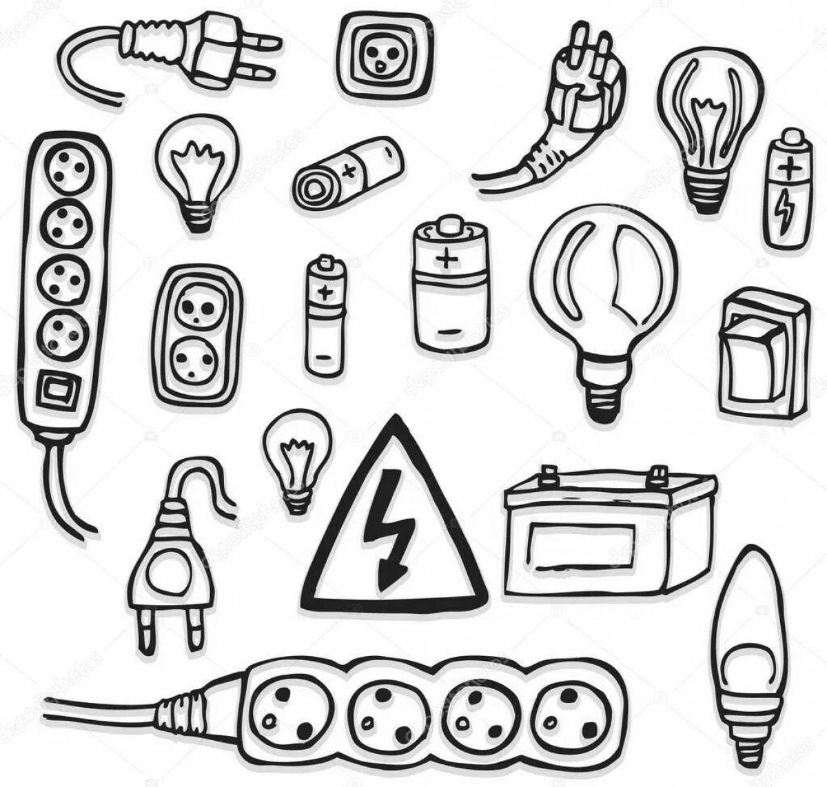 Раскраска Цветная креативная раскраска электрика