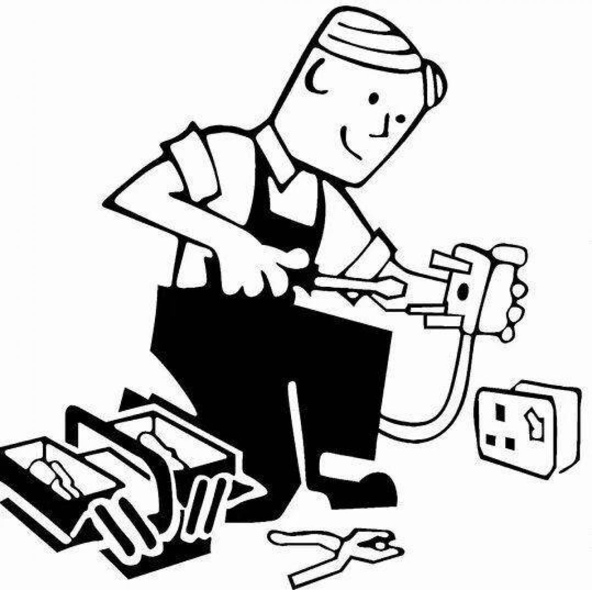 Раскраска Детализированная цветная раскраска электрика