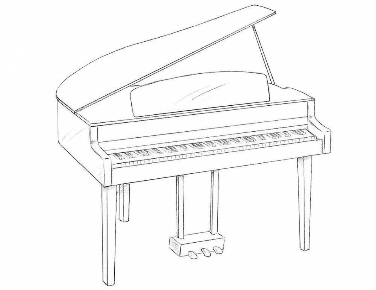 Очаровательная страница раскраски фортепиано