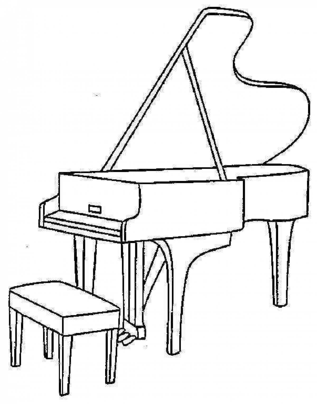 Элегантная страница раскраски фортепиано