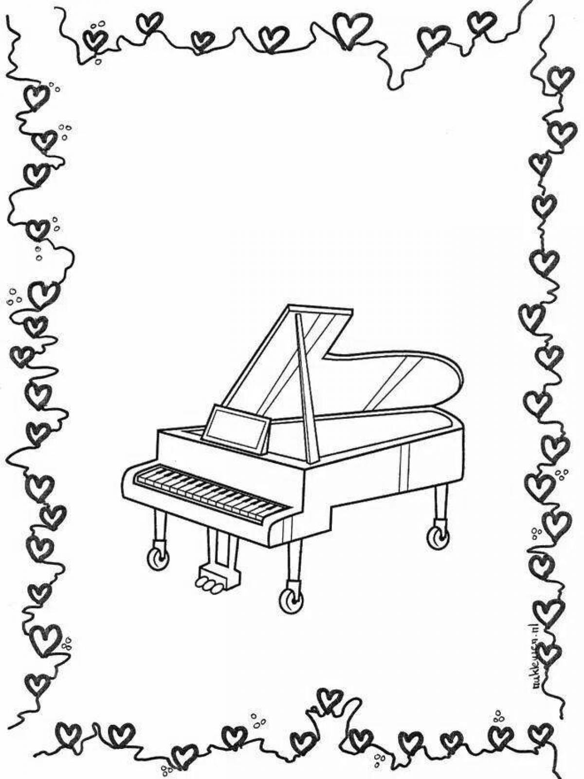 Playful piano coloring page