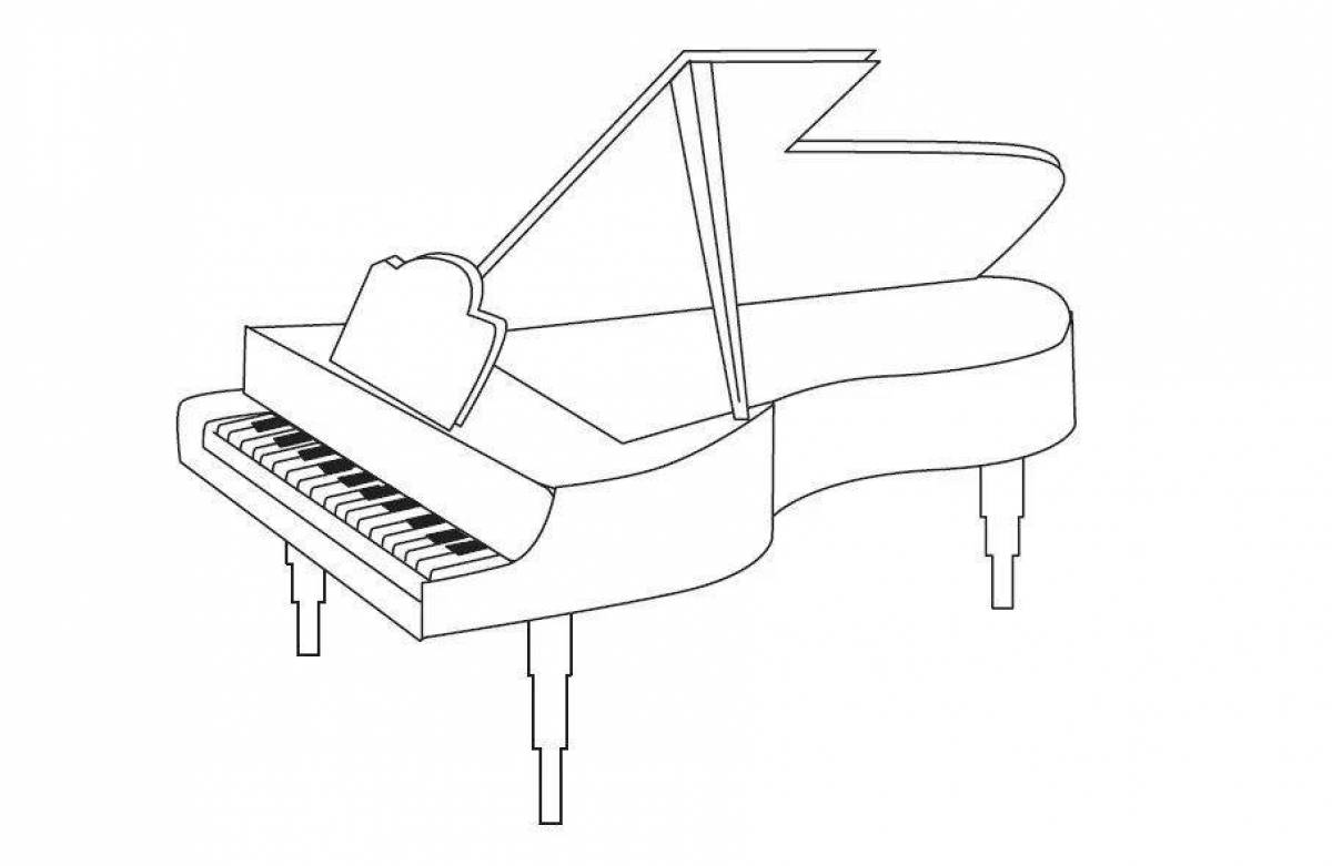 Утонченная страница раскраски фортепиано