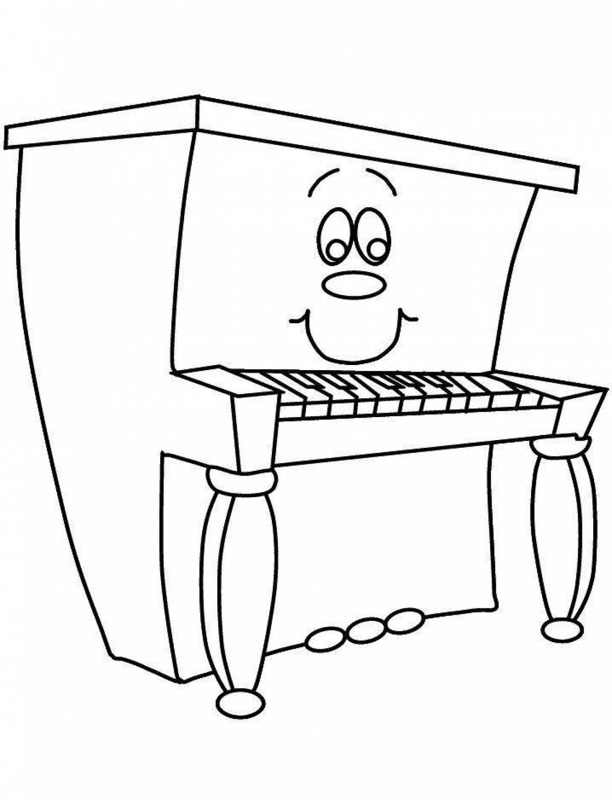 Освежающая страница раскраски фортепиано