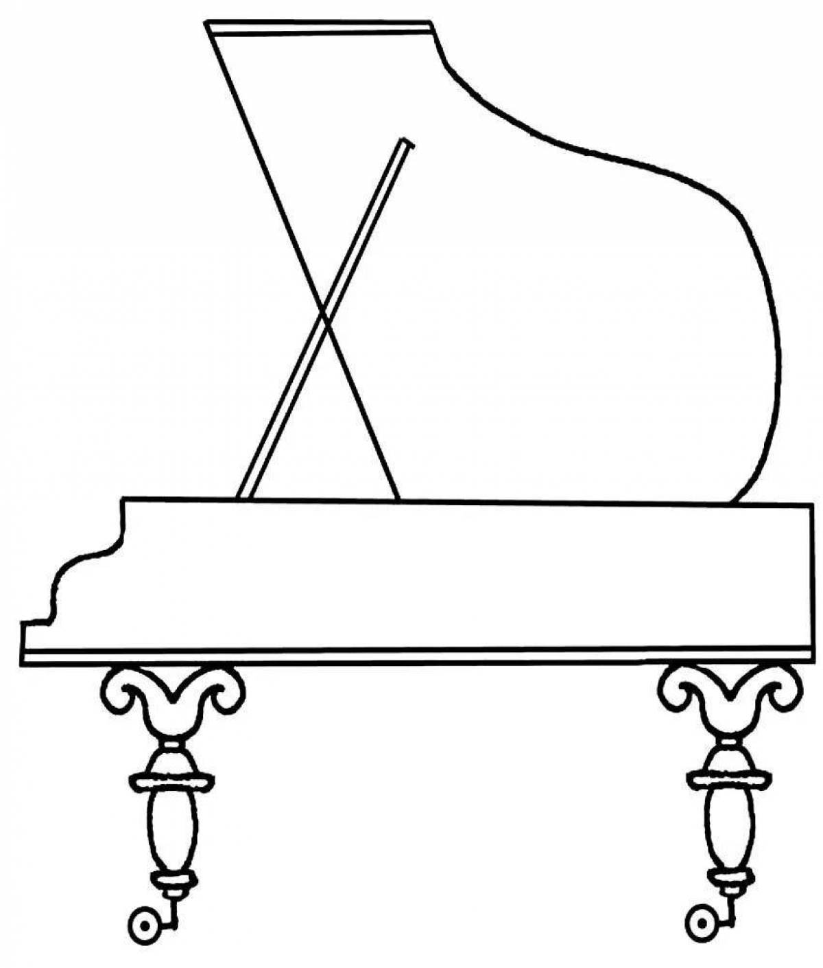 Веселая страница раскраски фортепиано